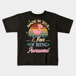 Flamingo 2018 1st First Birthday 1 Years Of Being Awesome, Great Baby Gift Idea Kids T-Shirt